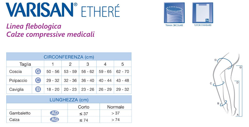 VARISAN ETHERE' COLLANT PUNTA CHIUSA NORM. 15-20 mmHg