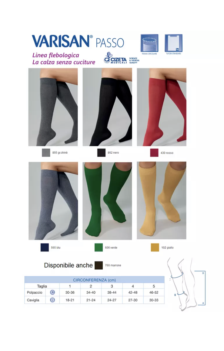 CALZA COMPRESSIONE MEDICALE 15/20 mmHg  - VARISAN PASSO - CIZETA MEDICALI